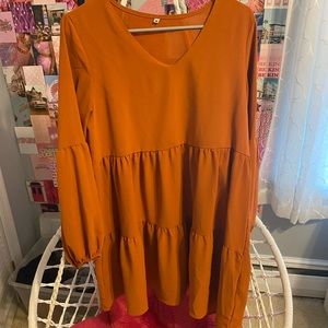 rust color long sleeve dress MEDIUM